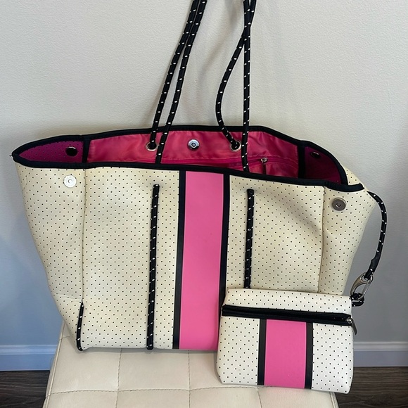 Altar'd State Handbags - Neoprene Striped Tote Bag with Removable Pouch
